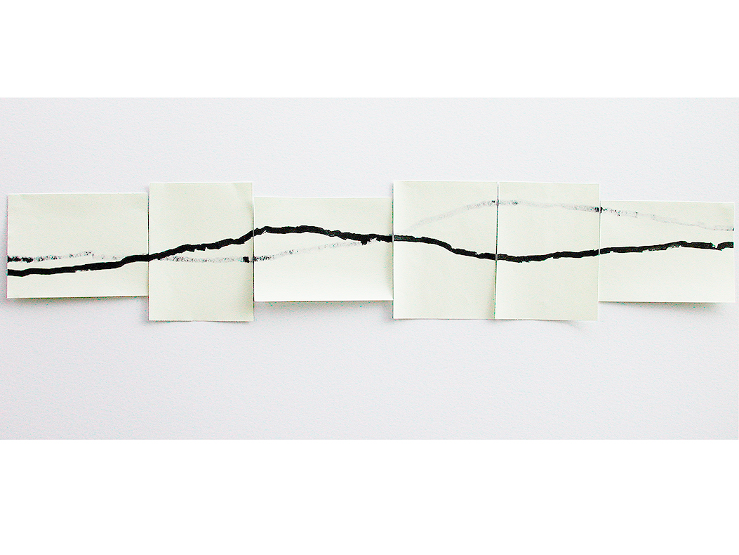 *2 Linien*, 6-teilig, 2008
Papier, Tusche, 21,6 x 113,8